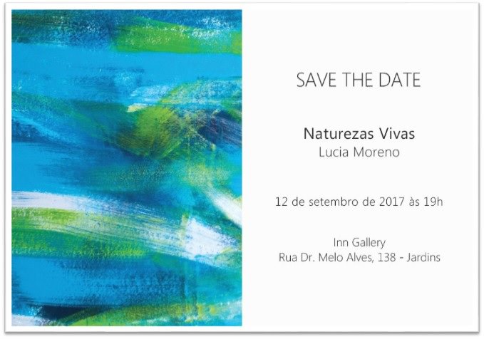 Convite Naturezas Vivas de Lucia Moreno na Inn Gallery. Divulgação.