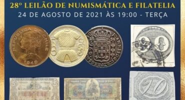 Flávia Cardoso Soares Auctions: 28º Auction of Numismatics and Philately – Online Philatelic Auctions, featured. Disclosure.