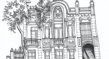 Detail of one of the pen-and-ink illustrations created by Luciana Pinto for postcards. Photo: Disclosure.